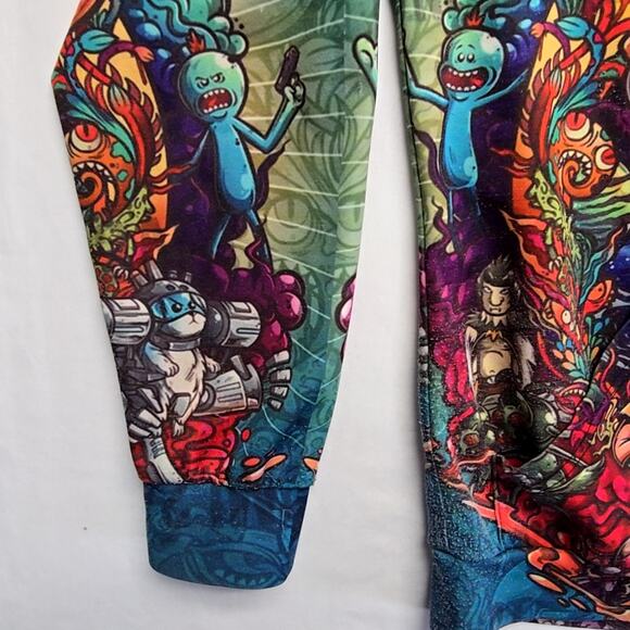 Rick Morty Graphic Hoodie Colorful Cartoon Print Large AOP Pullover - Picture 6 of 16